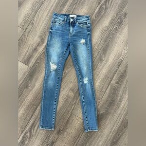 Vervet Blue Denim Distressed Women's 24 Skinny Jeans Stretch